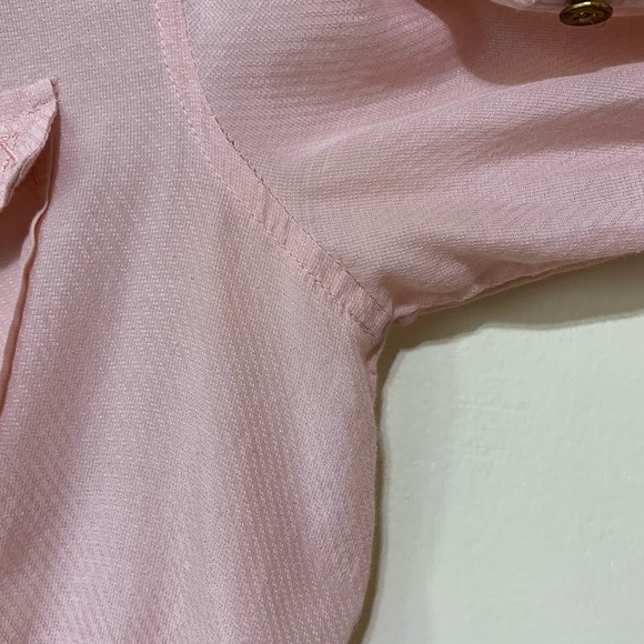 Armani Exchange Baby Pink Semi Sheer Button Down Shirt Blouse Size XS - Picture 5 of 12